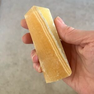 Orange Calcite Tower | Orange Onyx Natural Stone Crystal Point Obelisk Wand